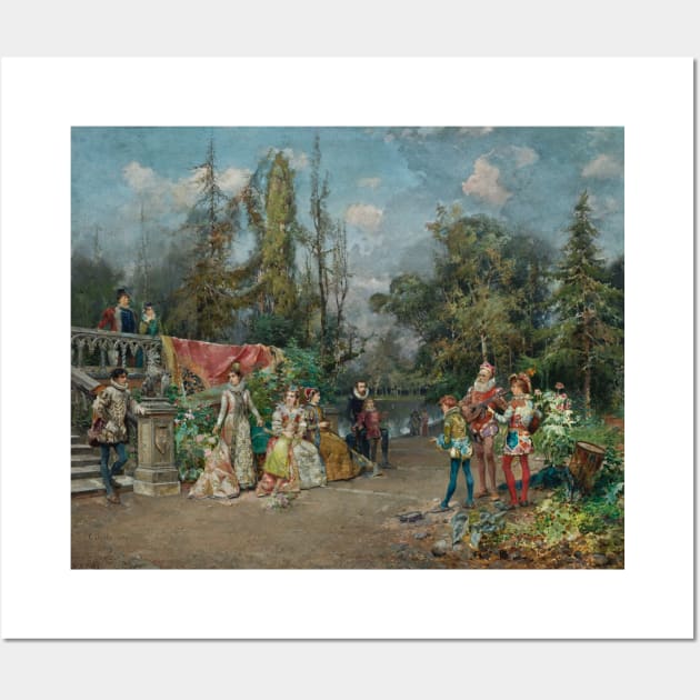 Venetian Court, Minstrel Scene by Cesare Agostino Detti Wall Art by Classic Art Stall